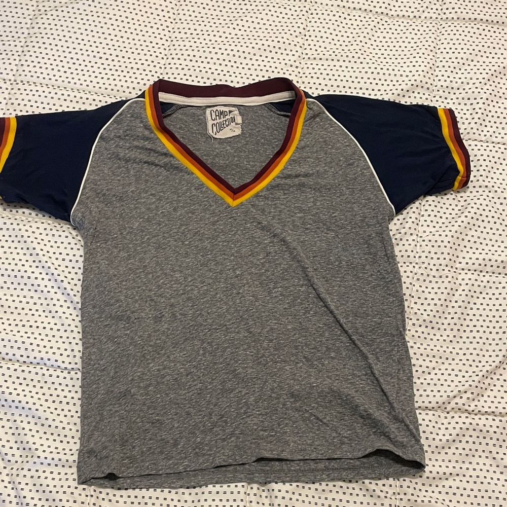Gray and Navy Short Sleeve Tee